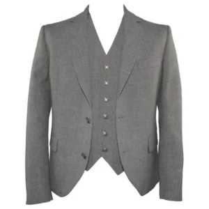 Grey Argyle Jacket With Vest