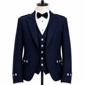 Navy Blue Argyle Kilt Jacket